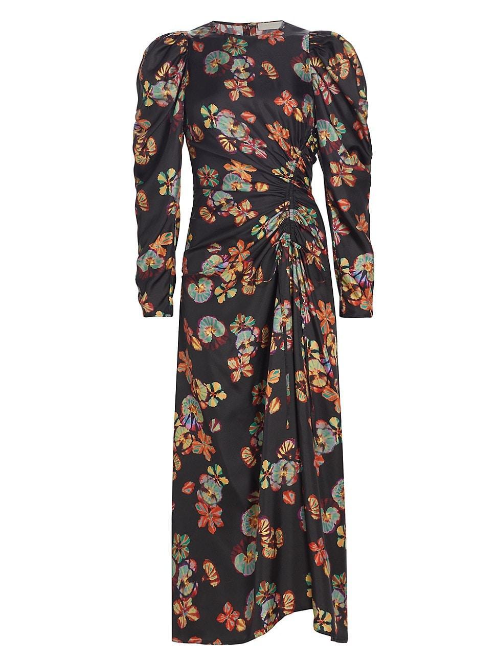 Amalie Twisted-Front Floral Silk Midi Dress Product Image