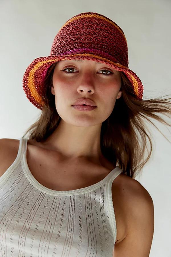 Striped Straw Bucket Hat Womens at Urban Outfitters Product Image