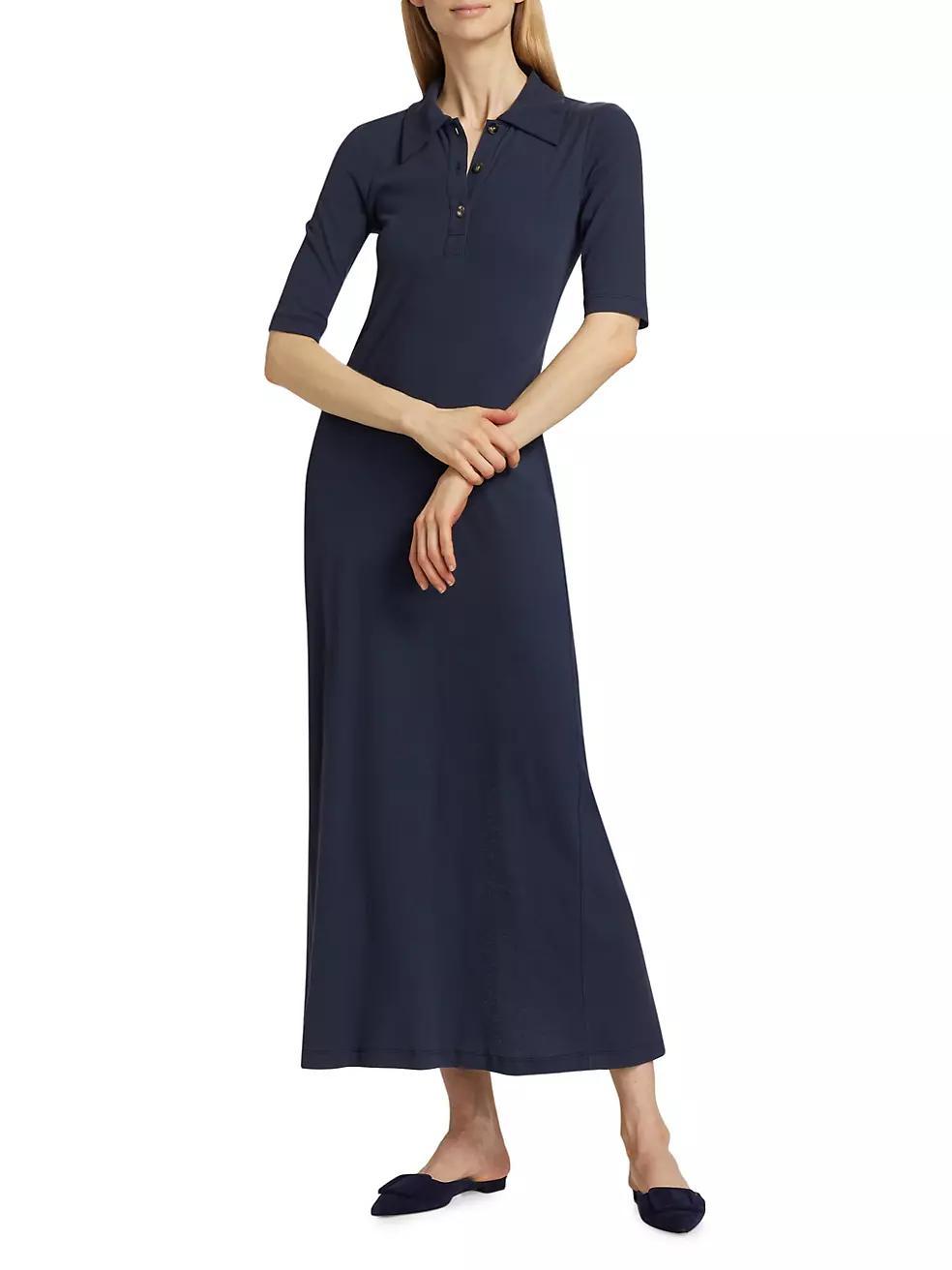 Fitted Cotton Polo T-Shirt Dress Product Image