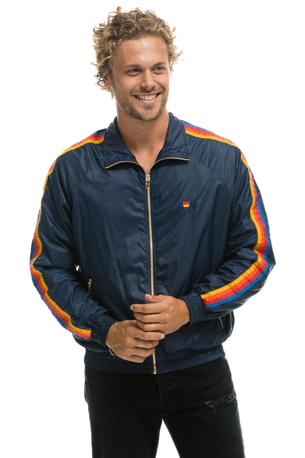 MEN'S 4 STRIPE WINDBREAKER - NAVY Male Product Image