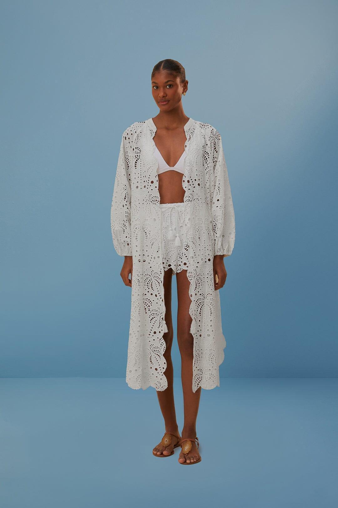 White Eyelet Kimono, WHITE / XL product image