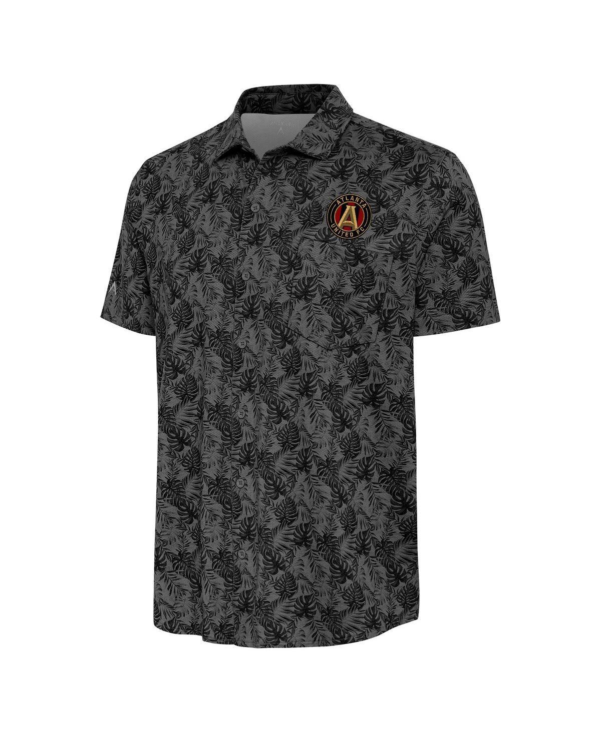 Mens Antigua Black Atlanta United FC Resort Button-Up Shirt Product Image