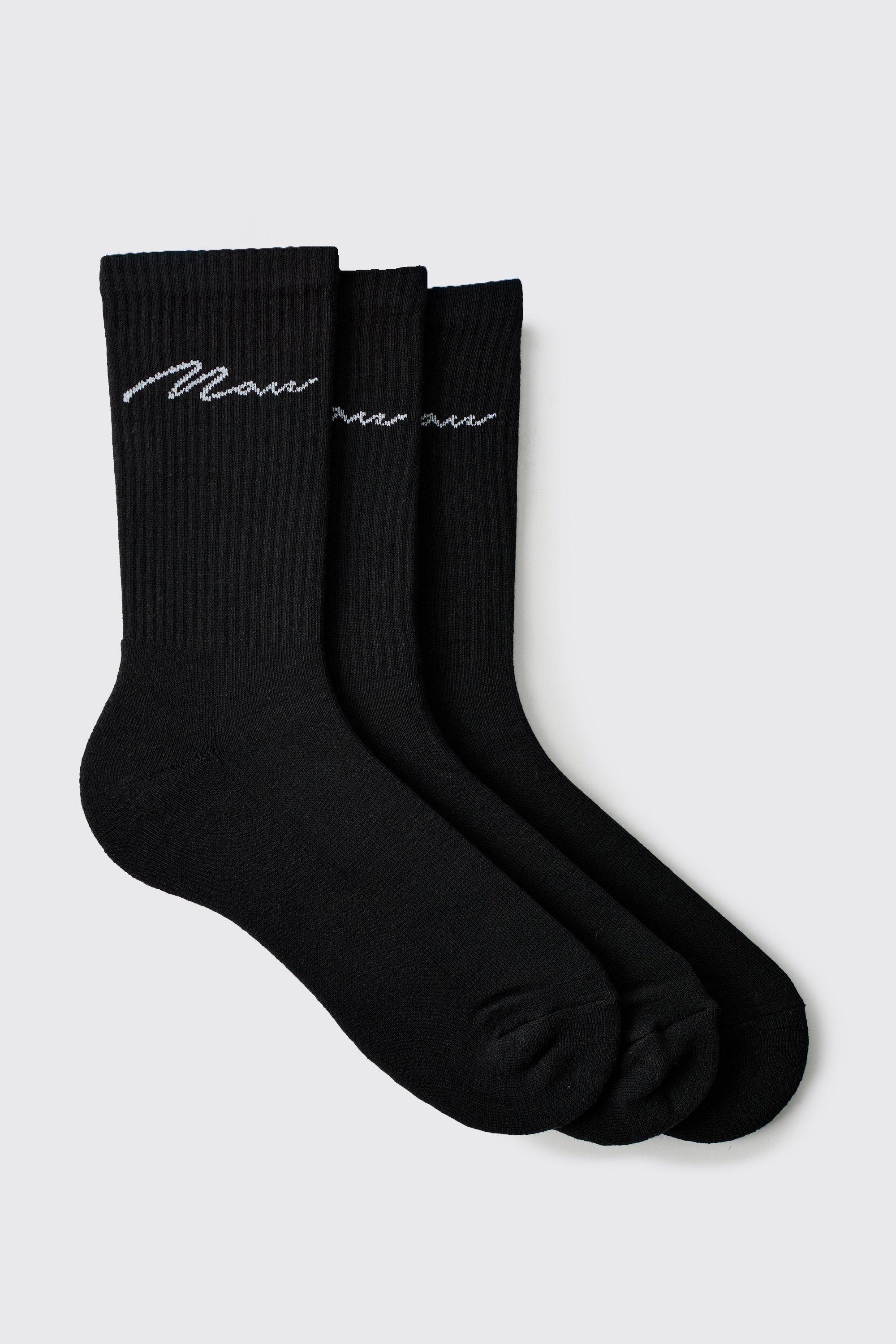 3 Pack Man Script Sport Sock | boohooMAN USA Product Image