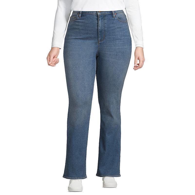 Plus Size Lands End Recover High-Rise Bootcut Jeans, Womens Blue Product Image