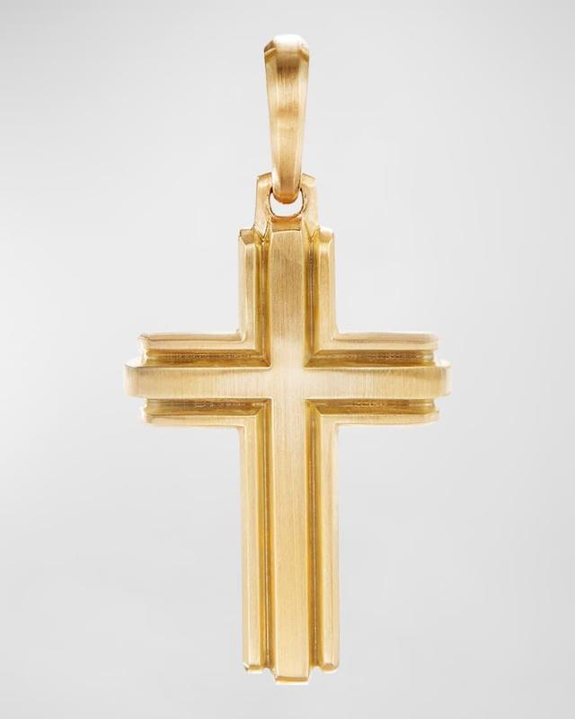 Men's Deco Cross Pendant in 18K Gold, 34mm Product Image