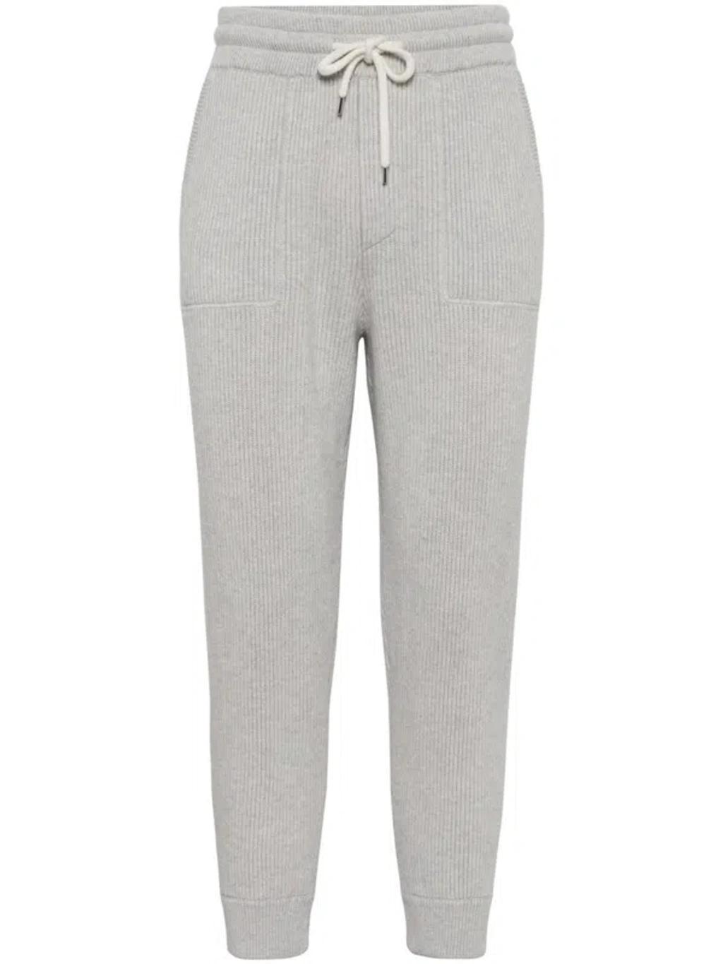 BRUNELLO CUCINELLI Cashmere Track Pants In Grey Product Image