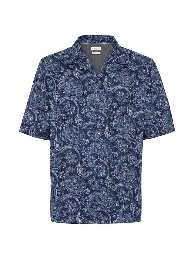 Mens Paisley Cotton Easy Fit Short Sleeve Shirt Product Image