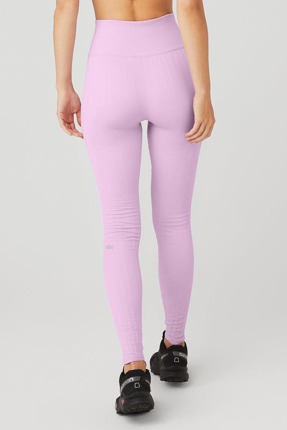 Semi-Sheer Seamless Cable Knit High-Waist Legging - Sugarplum Pink Female Product Image