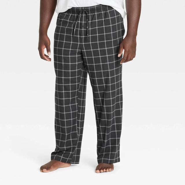 Mens Big & Tall Plaid Flannel Pajama Pants - Goodfellow & Co Gray MT Product Image