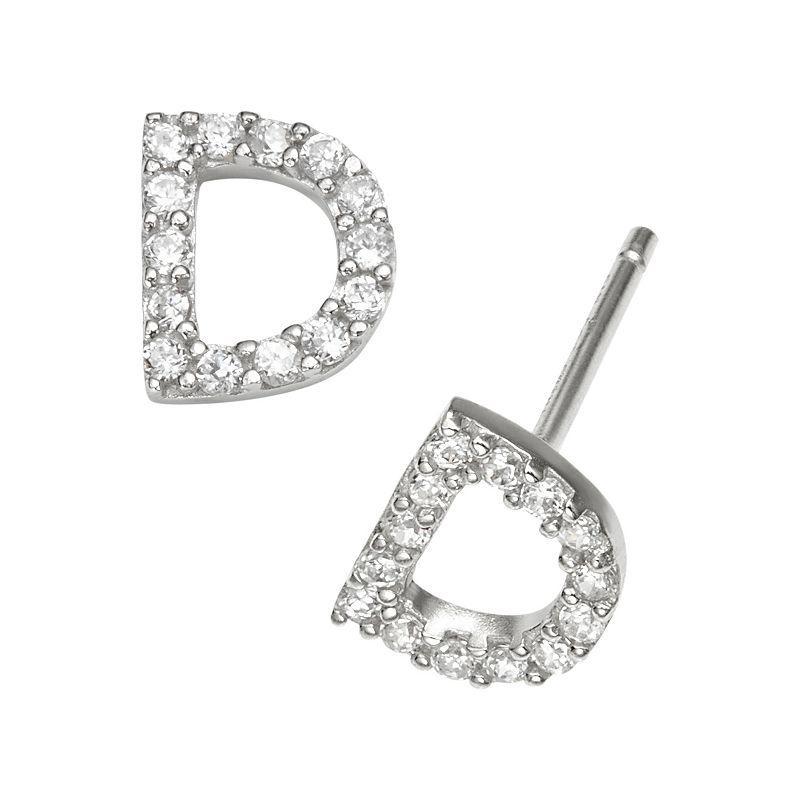 Sophie Miller Sterling Silver Cubic Zirconia Initial Stud Earrings, Womens Product Image