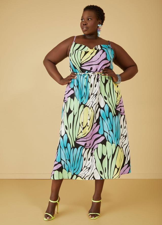 Plus Size Cowl Neck Printed Midaxi Dress, - Ashley Stewart Product Image