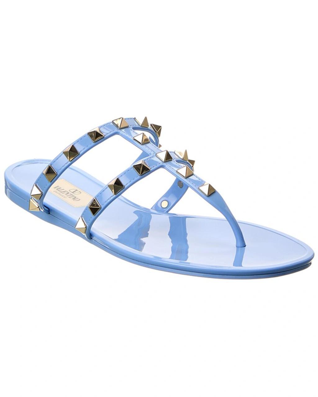 Rockstud Caged Rubber Sandal In Blue Product Image