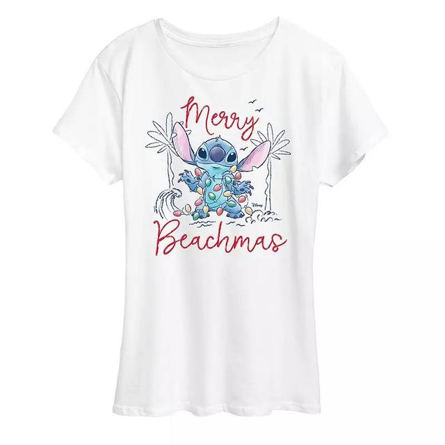 Disneys Lilo and Stitch Womens Merry Beachmas Graphic Tee Product Image