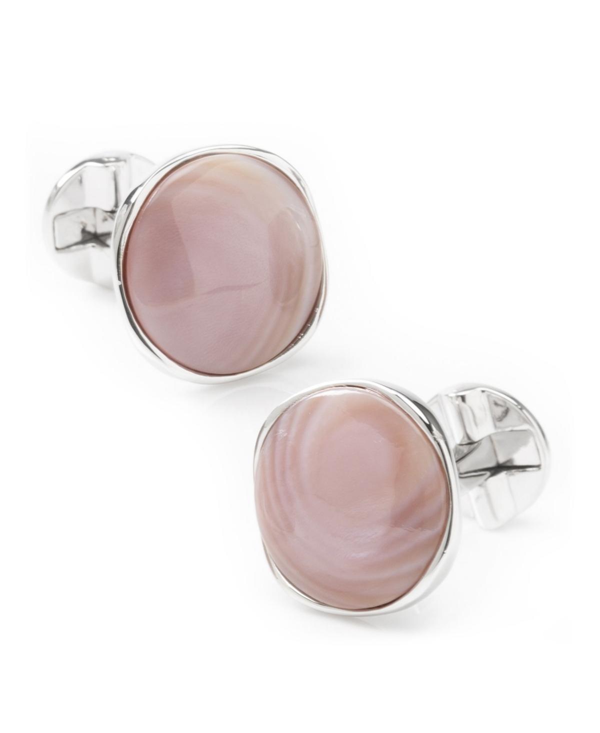 Mens Classic Sterling Silver & Pink Mother Of Pearl Cufflinks Product Image