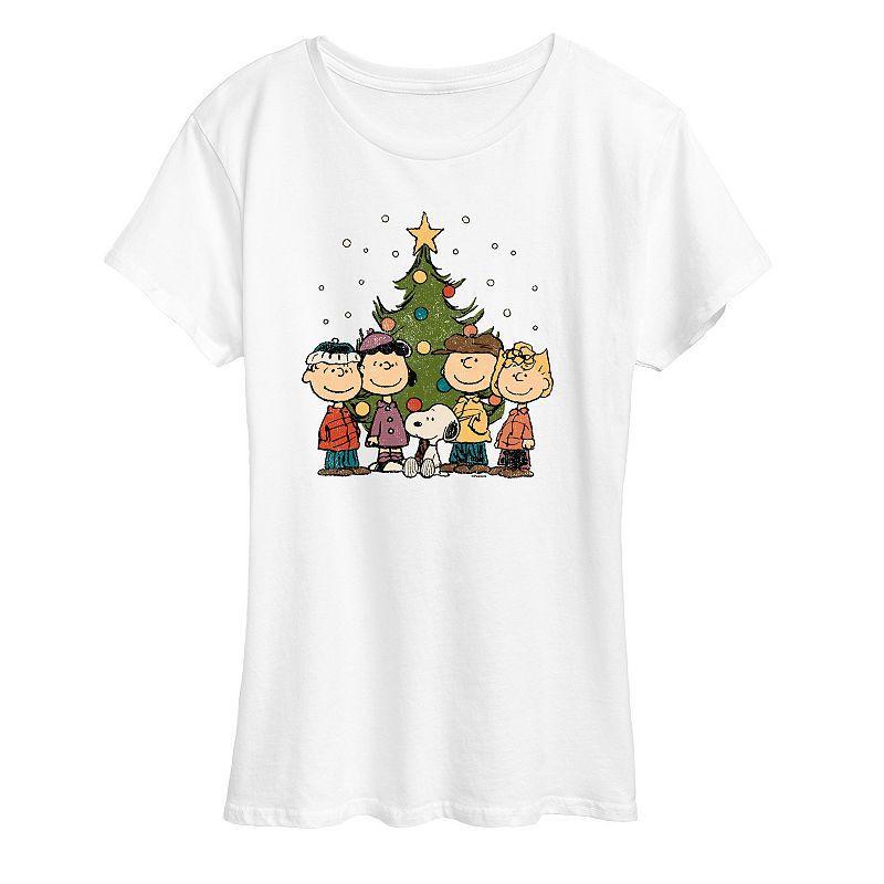 Womens Peanuts Christmas Group Graphic Tee, Girls Product Image