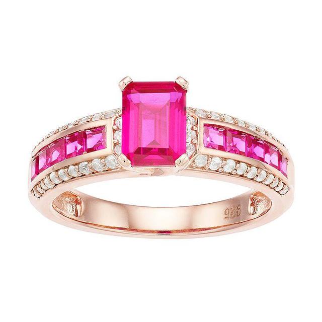 Womens Unbranded POS LC RUBY & LC WHITE SAPP RING, Womens Pink Tone Product Image