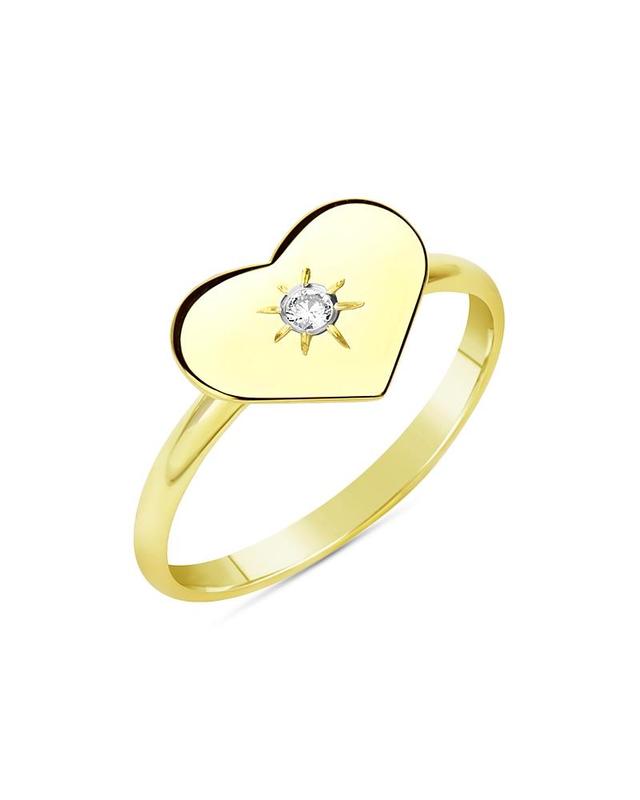 Meira T 14K Yellow Gold Heart & Diamond Ring - 6.5 - 6.5 - Female Product Image