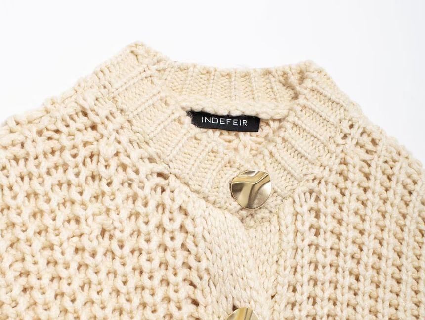 Plain Pocket Detail Chunky Knit Cardigan Product Image