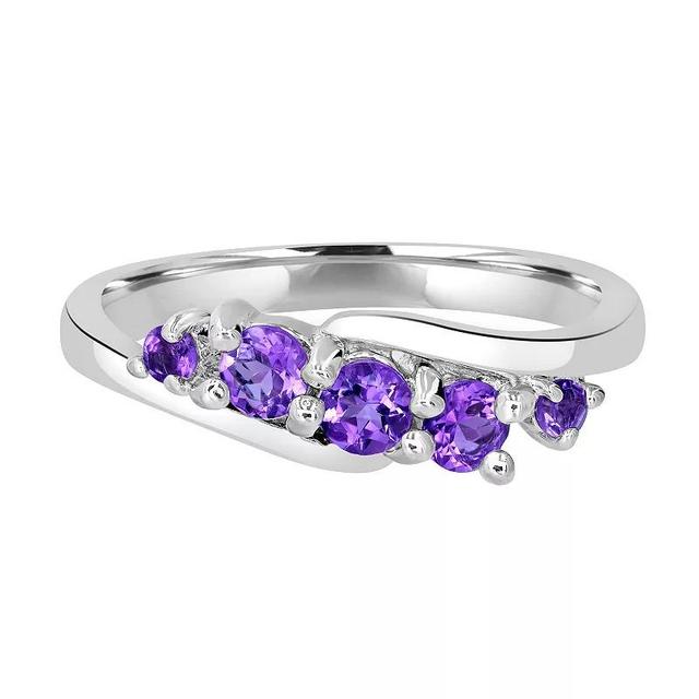 Gemistry Sterling Silver Stone Wave Ring, Womens Purple Product Image