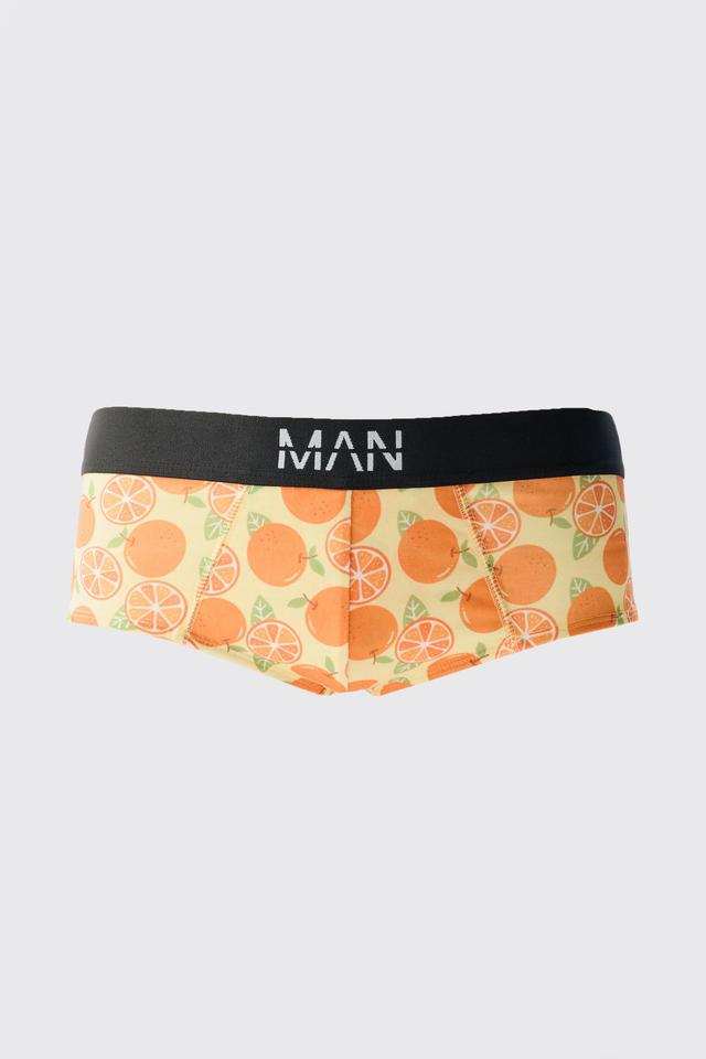 Orange Print Briefs | boohooMAN USA Product Image