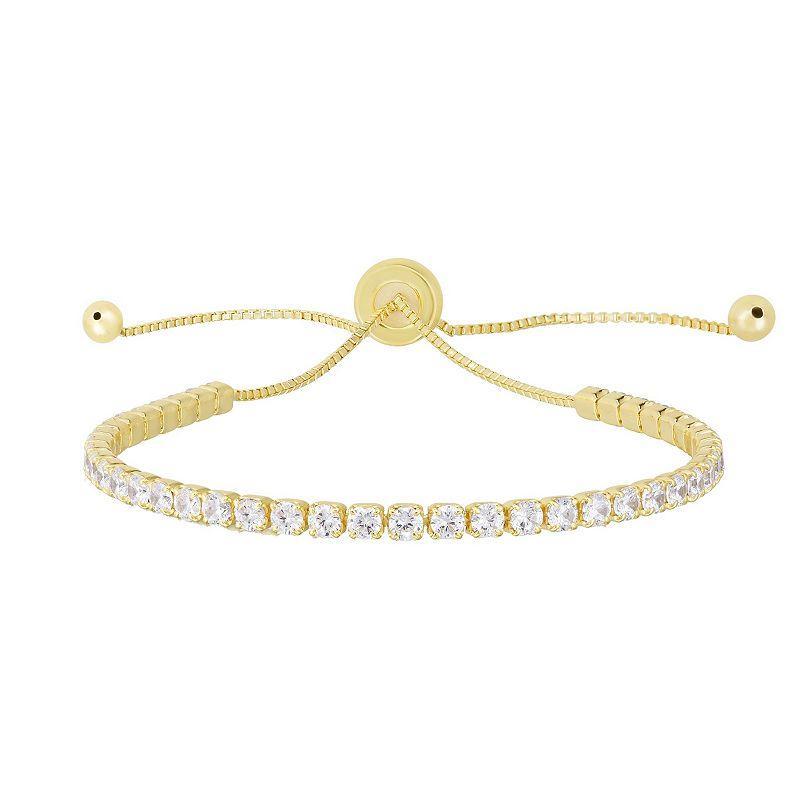 Sunkissed Sterling Cubic Zirconia Adjustable Tennis Bracelet, Womens, Gold Tone Product Image