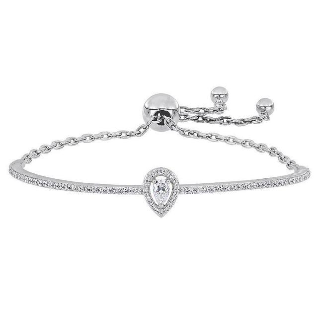 Stella Grace Sterling Silver 3/4 Carat T.W. Lab Created Moissanite Teardrop Halo Adjustable Bracelet, Womens Product Image