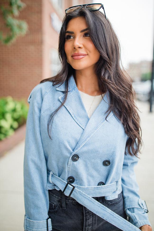 Invest In Me Denim Crop Trench Coat product image