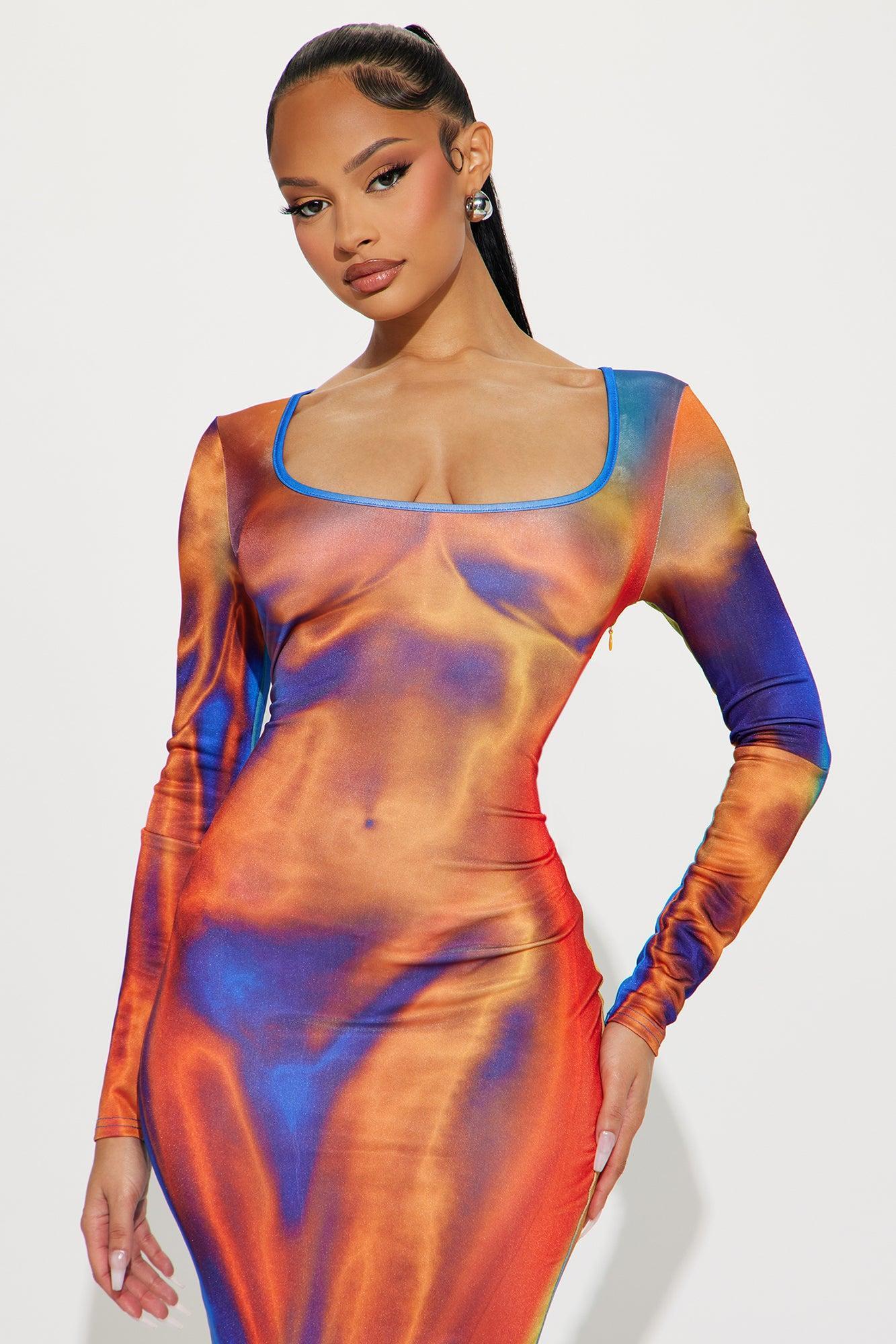 Transformed Gaia Maxi Dress - Orange/combo Product Image