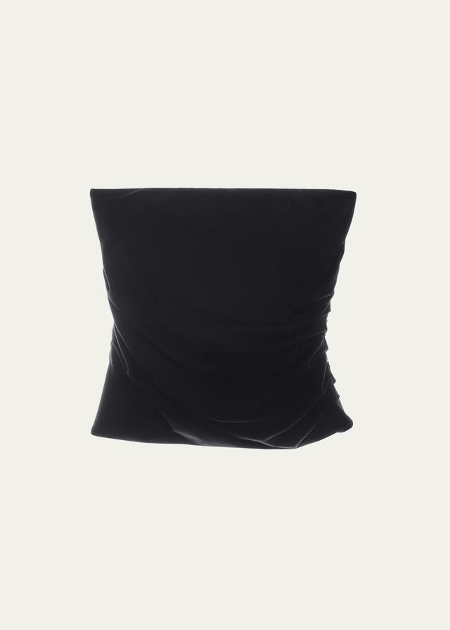 Draped Vegan Leather Tube Top Product Image