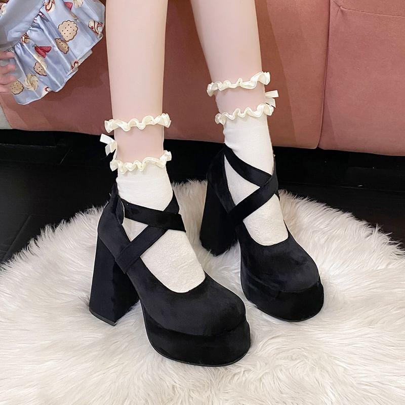 Bow Platform Chunky Heel Mary Jane Shoes product image