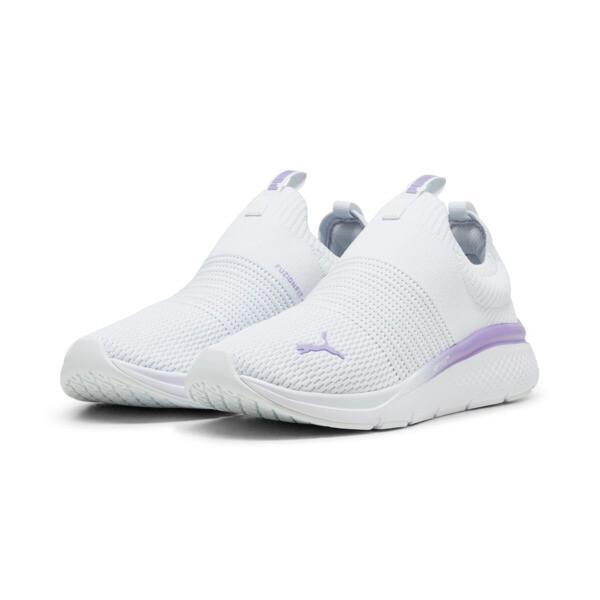 PUMA SOFTRIDE Pro Echo Slip-On Women's Running Shoes in Silver Mist/Lavender Alert/White Product Image