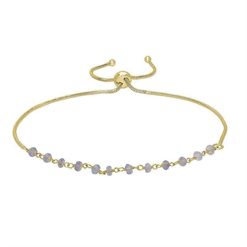 Gemistry 14k Gold over Sterling Silver Gemstone Beaded Adjustable Bracelet, Womens Labradorite Product Image