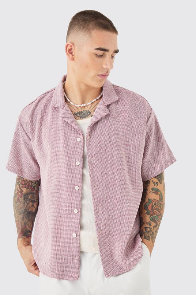 Short Sleeve Boxy Textured Shirt | boohooMAN USA Product Image