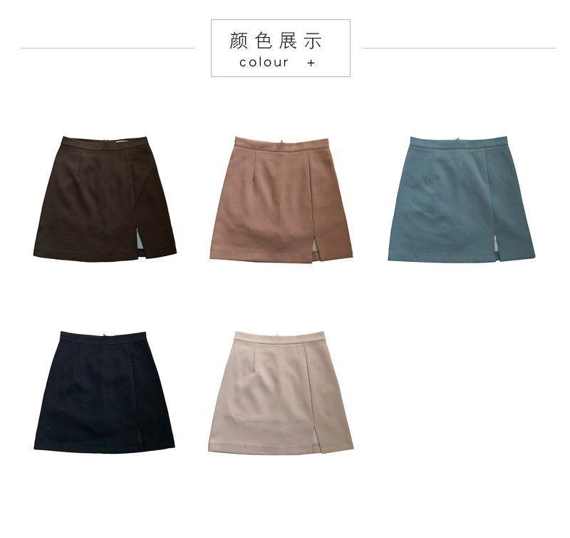 Plain High-Waist Skirt Product Image