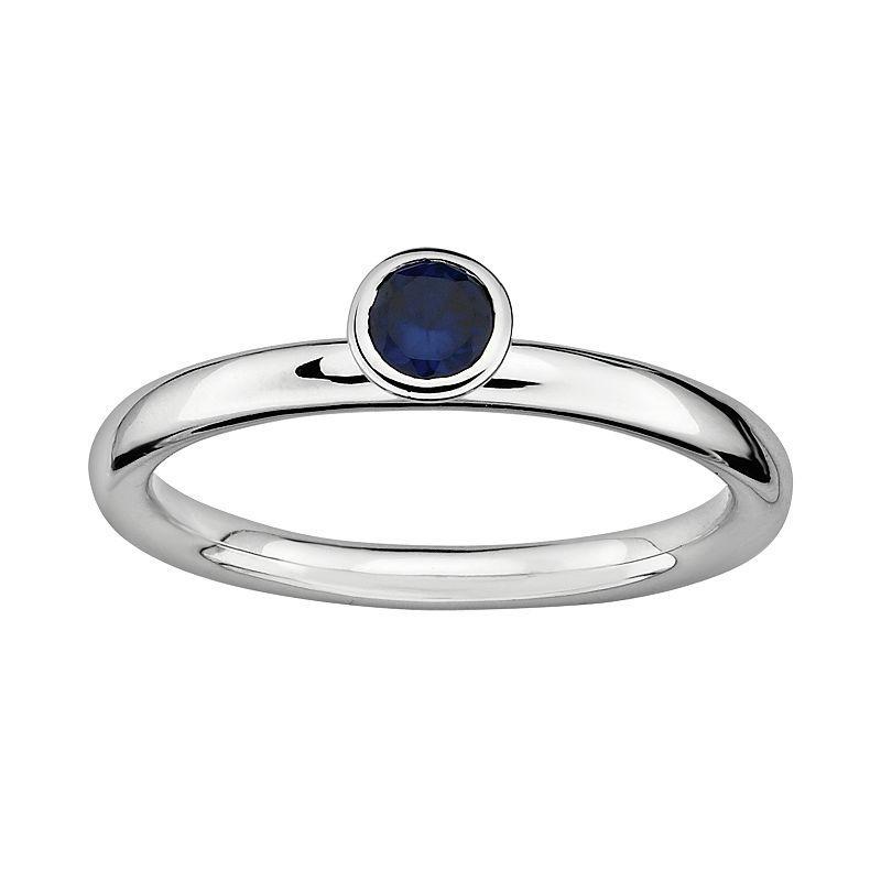 Stacks & Stones Sterling Silver Lab-Created Sapphire Stack Ring, Womens Grey Product Image