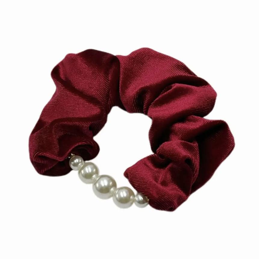 Faux Pearl Velvet Scrunchie Product Image