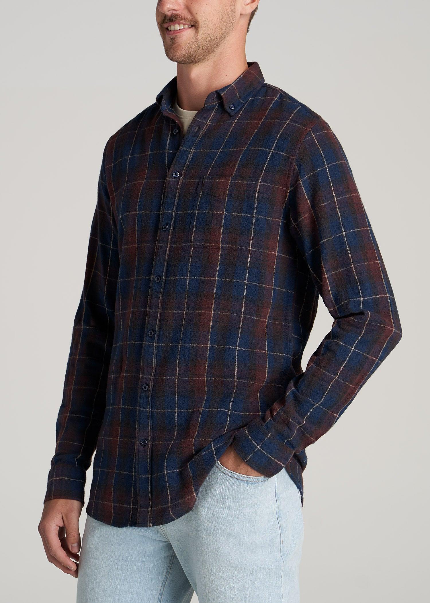 Men's Tall Nelson Button-Up Shirt in Port & Dark Cobalt Plaid Product Image