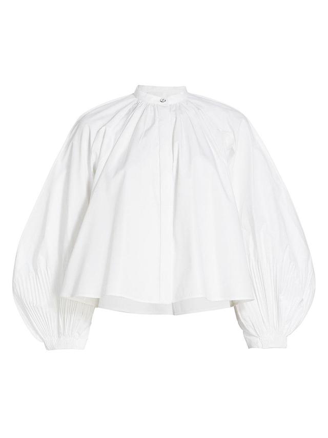 Womens Poplin Puff-Sleeve Shirt Product Image