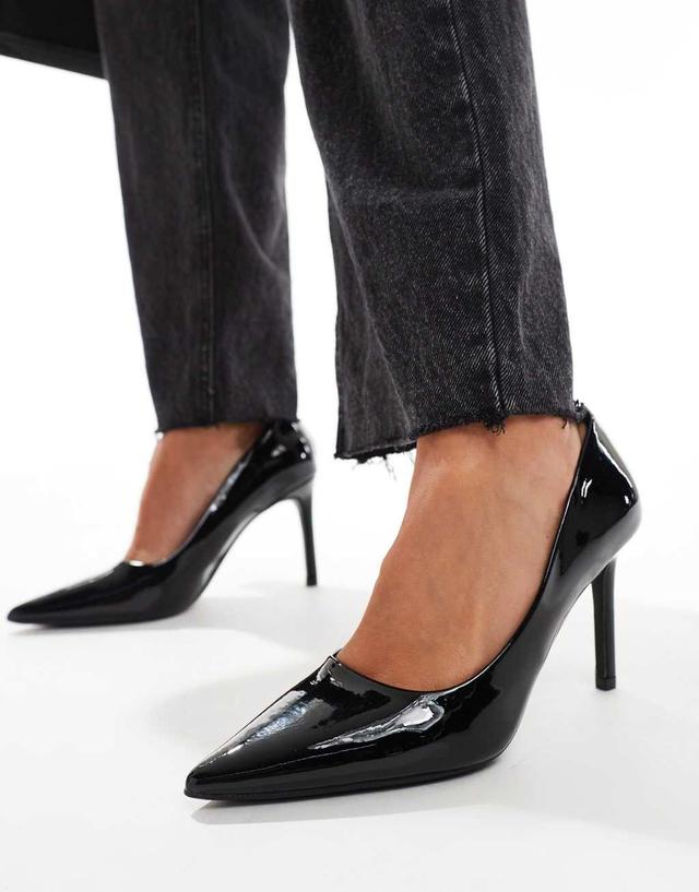 SEQWL pointed pumps with stiletto heel in black patent Product Image