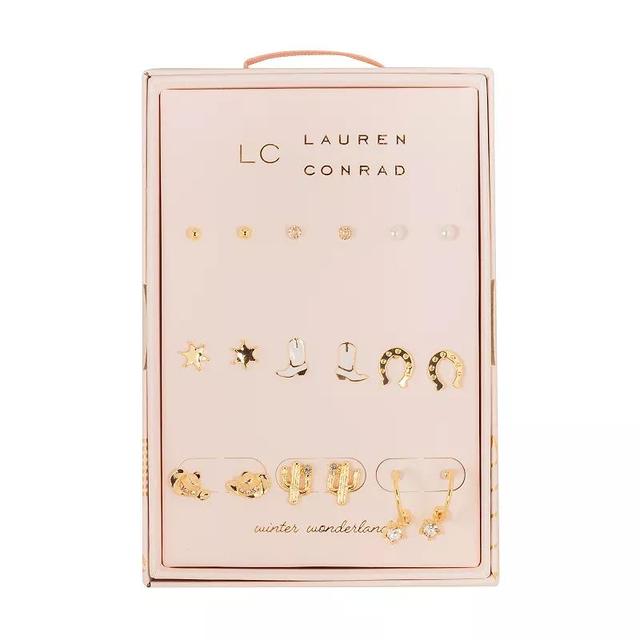 LC Lauren Conrad 9-Piece Western Icon Earring Set, Womens, Clear Product Image