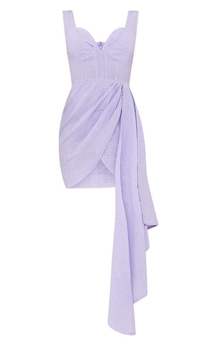 Lilac Textured Corset Style Drape Bodycon Dress Product Image