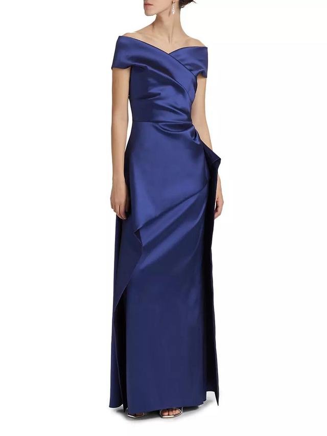 Off-The-Shoulder Mikado Satin Peplum Gown Product Image