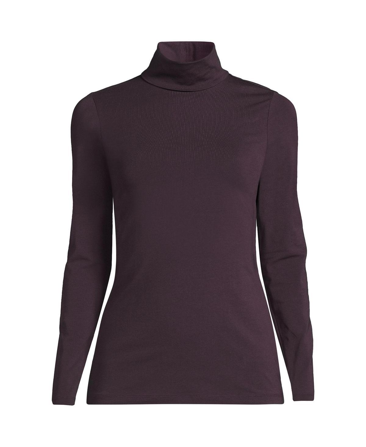 Womens Lands End Lightweight Fitted Turtleneck Purple Cloud Product Image