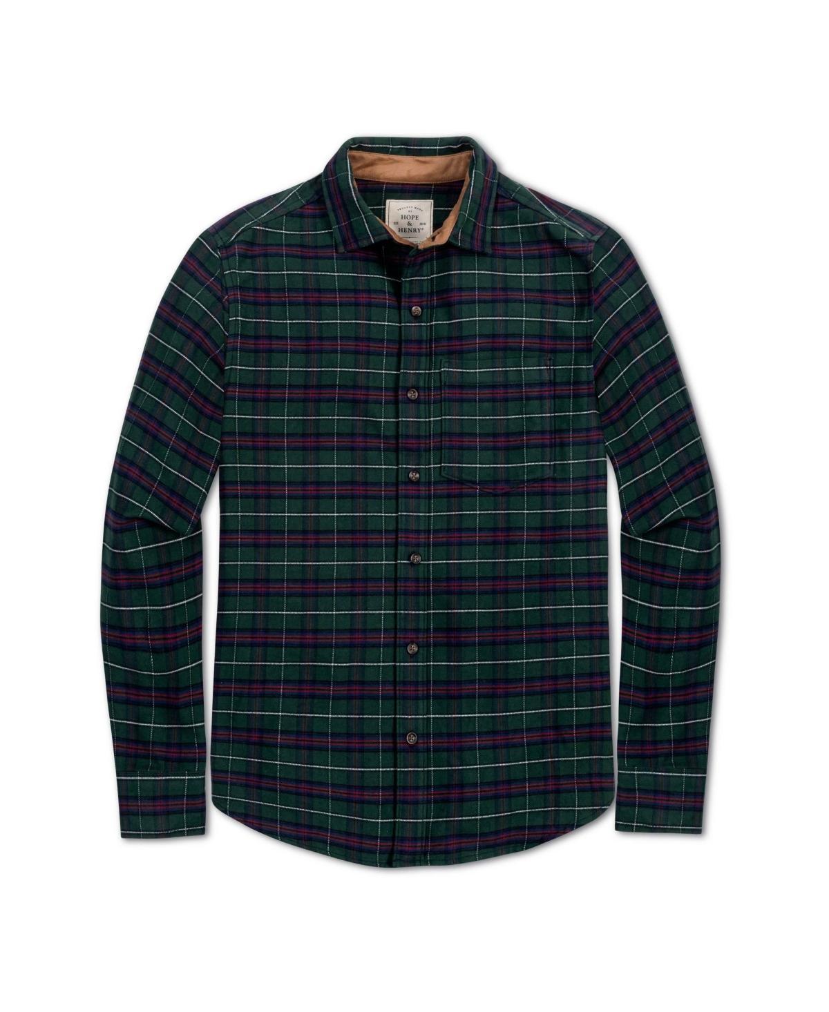 Hope & Henry Mens Organic Flannel Shirt with Suede Detail Product Image