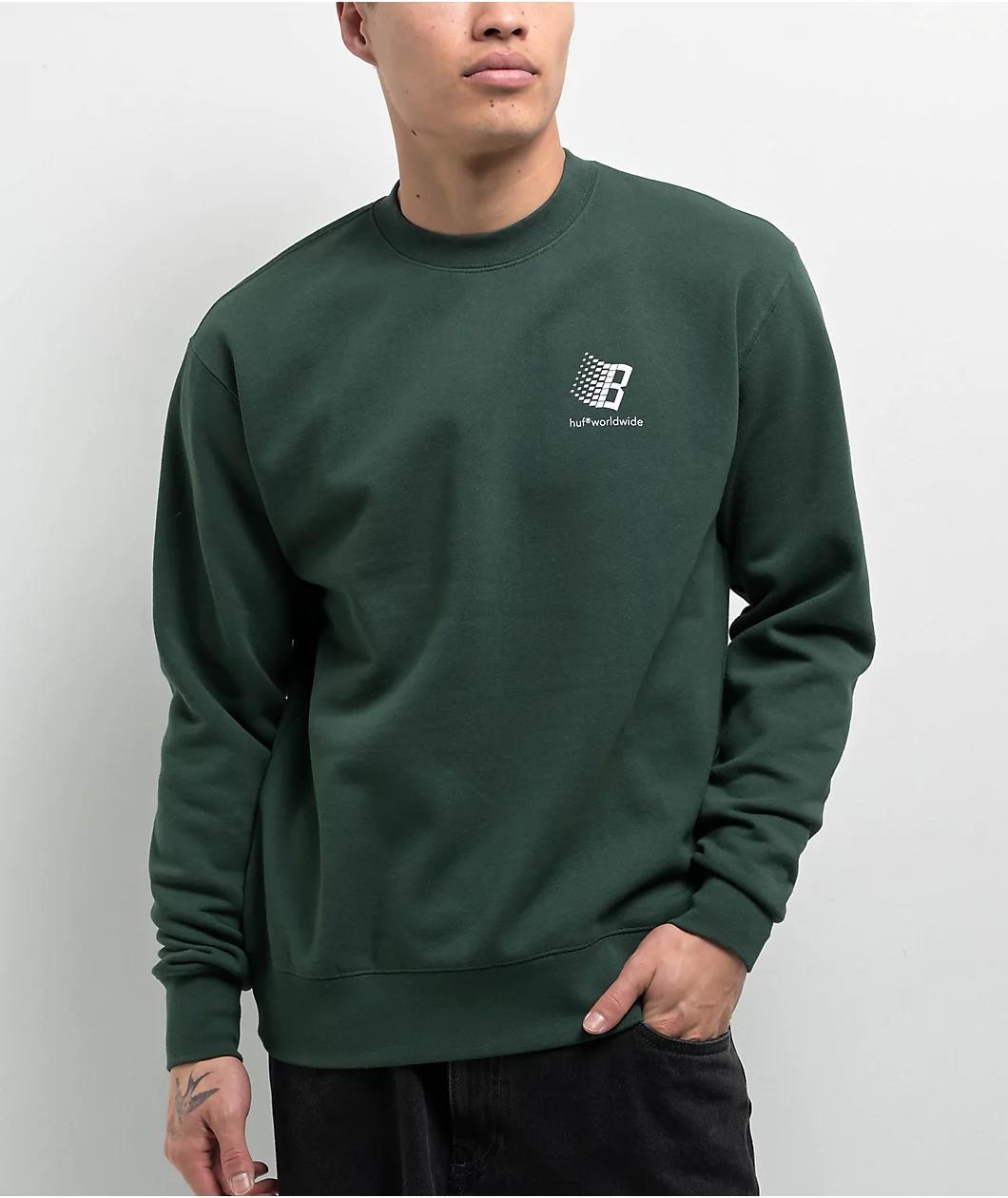 HUF x Bronze 56K Worldwide Green Crewneck Sweatshirt Product Image