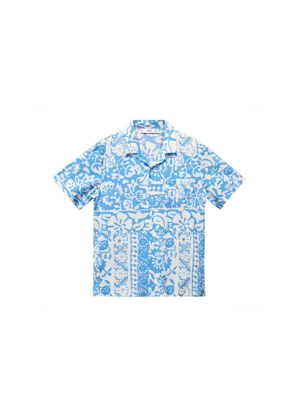 MANGO MAN - Printed fluid regular fit shirt sky blueMen Product Image