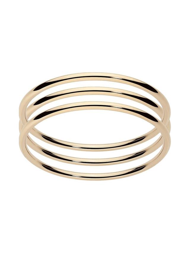 Womens Classic Cylinder 3-Piece 10K-Gold-Plated Bangle Set Product Image