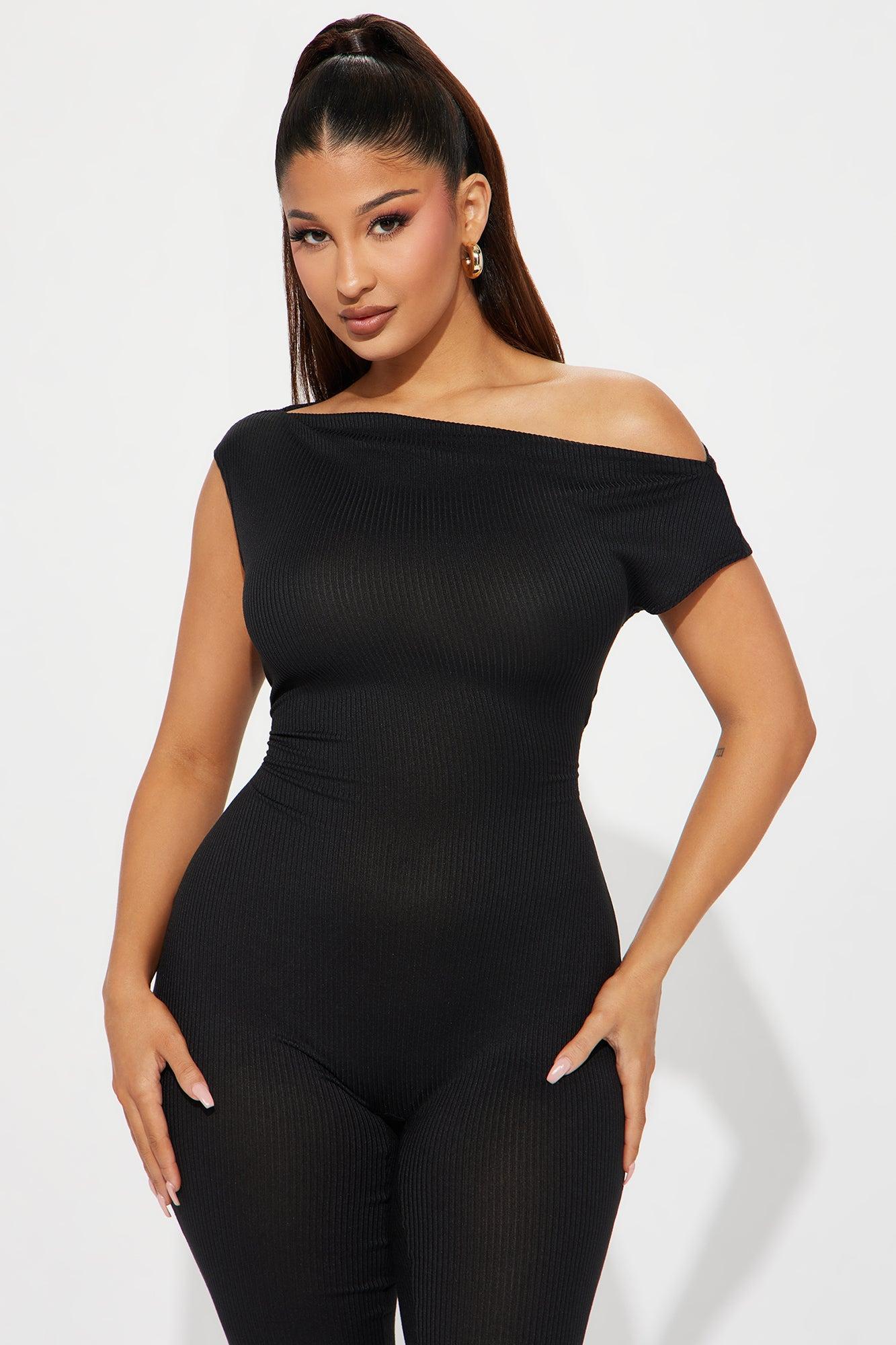 The Main Mood Ribbed Jumpsuit - Black Product Image