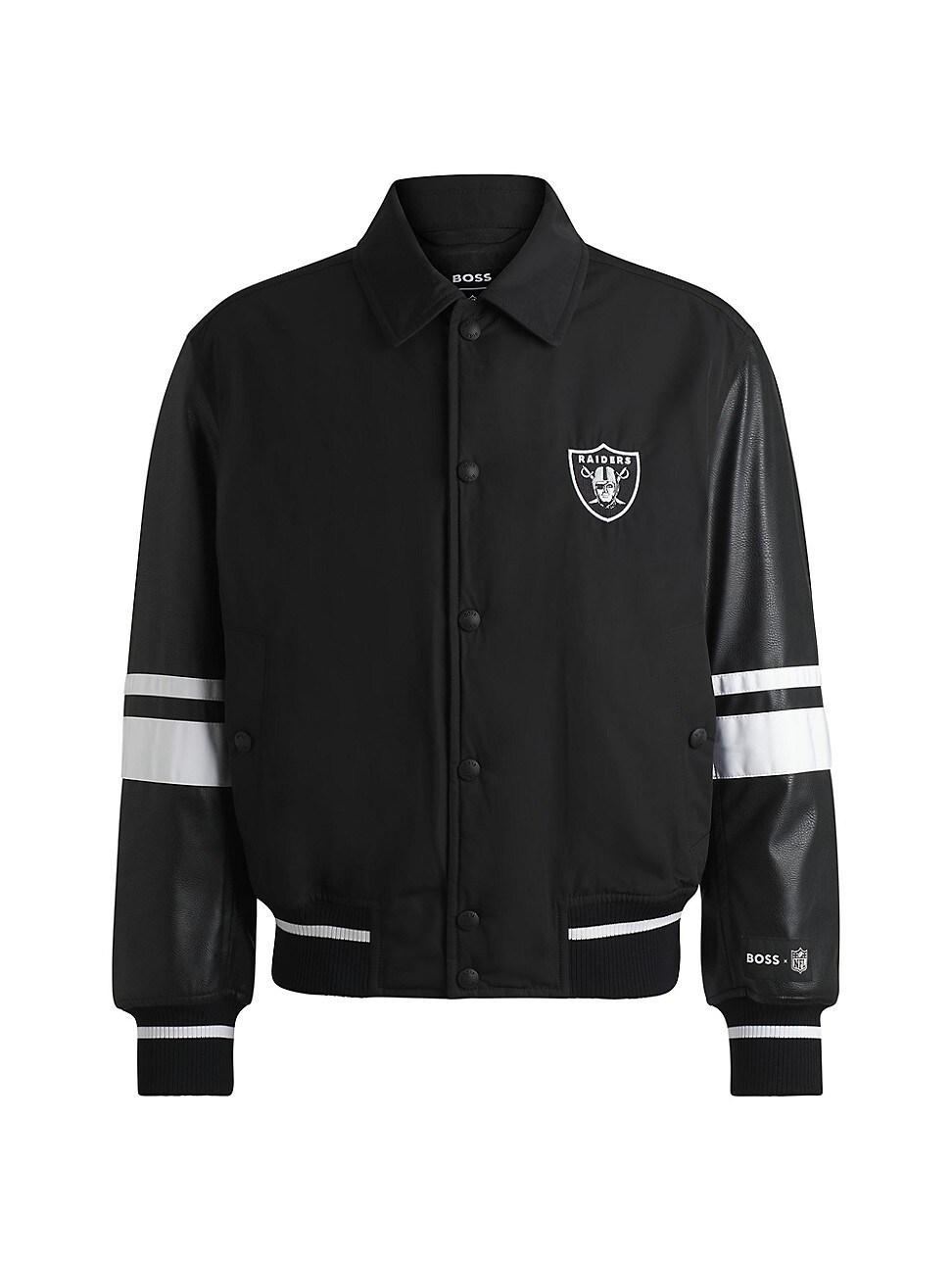 Mens BOSS x NFL Mixed-Material Jacket with Faux-Leather Sleeves Product Image