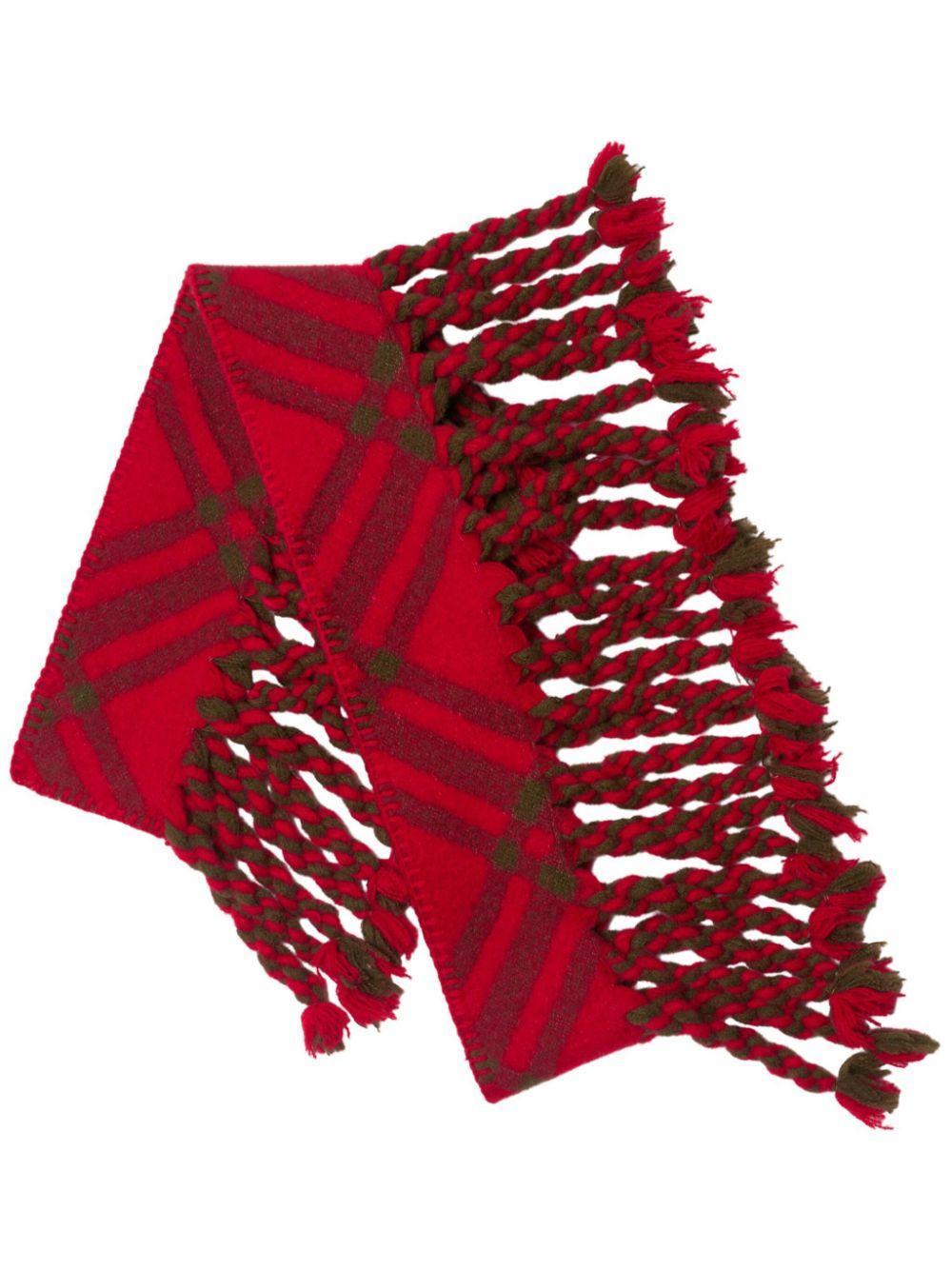 BURBERRY Check Wool Scarf In Red Product Image